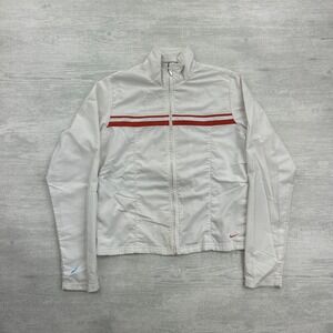 Vintage Y2K Nike Jacket Size Medium White Track Sportswear Striped Swoosh Logo